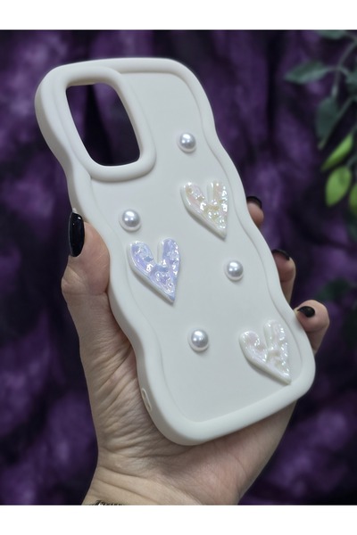 Magic Ring Oppo A74 Compatible Shiny Heart & Pearl Detailed Soft Stylish Phone Case