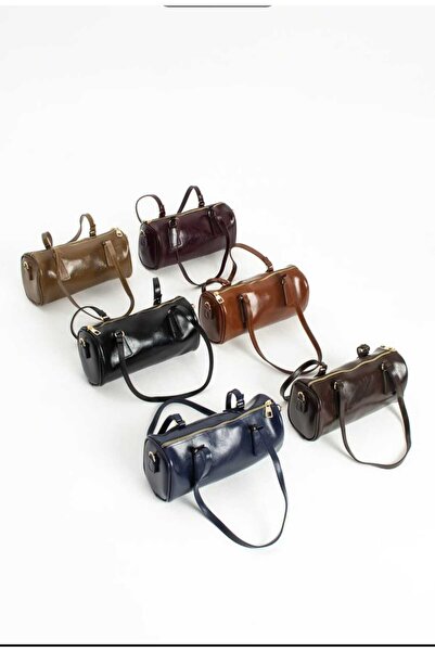 ÖZÜM TAKI Women's Long Strap Cylinder Model Shoulder Bag Brown