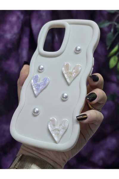 Magic Ring Oppo A74 Compatible Shiny Heart & Pearl Detailed Soft Stylish Phone Case