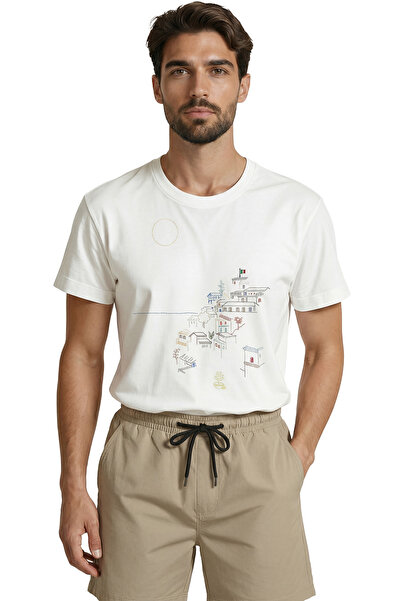 Color Luxe Italian Coastal Town and Landscape Minimalist Line Art B Printed P...
