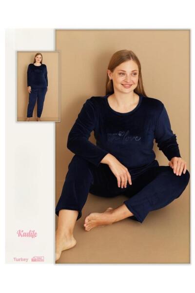 Modella Life Plus Size Oversized Plain Velvet Women's Pajama Set