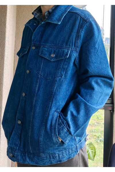AKTEZ-EL Plus Size Men's Denim Coat Cotton Denim Coat