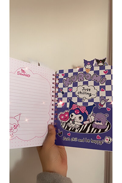 synshop Kuromi Striped Spiral Notebook with Bookmark School Office Stationery Necessities Luxury Gift