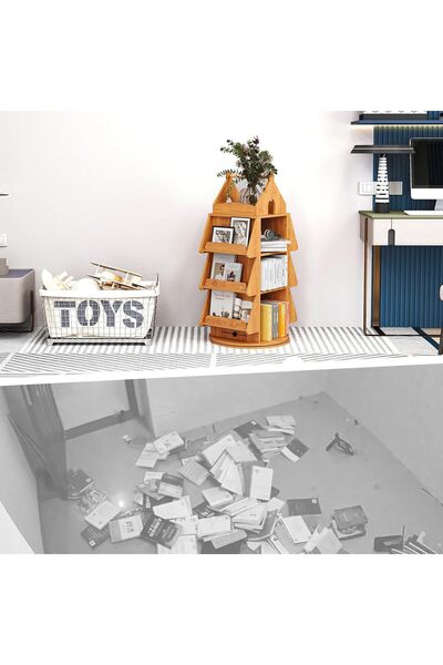 bimiti 360 Degree Bookcase, Storage Shelf for Children and Adults, Freestanding Bookcase