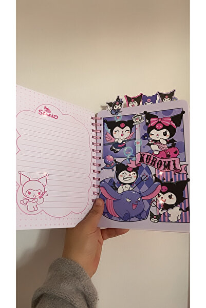 synshop Kuromi Striped Spiral Notebook with Bookmark School Office Stationery Necessities Luxury Gift