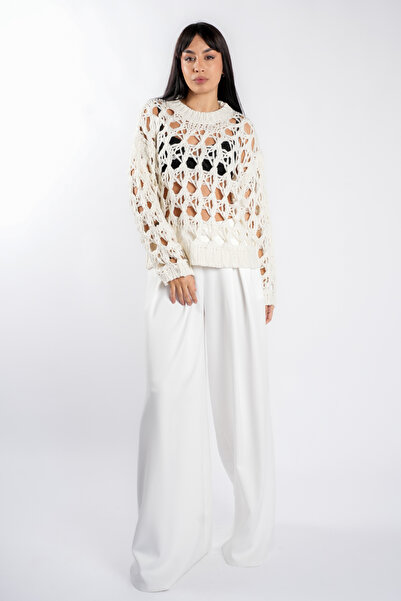 monarh Ivory crochet sweater