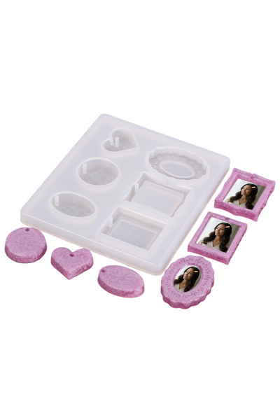 Getshopmini Epoksi Anahtarlık Kolye Kalıbı Fotoğraf Kalıbı Takı Resimlik Kalıbı Silikon