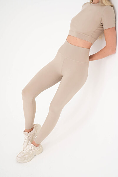 4upower εφέ σύσφιξης Γυναικείο αθλητικό κολάν μπεζ