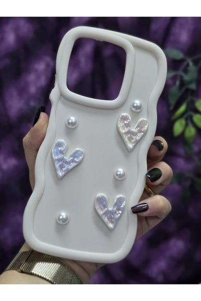 Magic Ring Realme C63 and Realme C61 Compatible Shiny Heart & Pearl Detailed Soft Stylish Phone Case