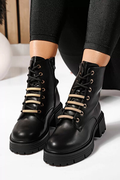 Zaira Γυναικείες μαύρες γούνινες μπότες από οικολογικό δέρμα Julia #23086 - 40