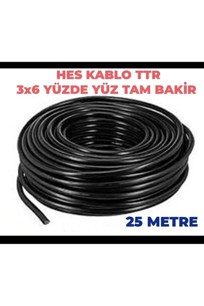 HES KABLO TTR YÜZDE YÜZ TAM BAKİR 3X6 (1-50 METRE ARASI) (3X6 TTR TAM BAKIR) ...
