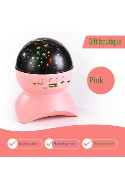 zyteq ZYTEQ night light, LED projector for children, star and moon projection, Bluetooth, pink