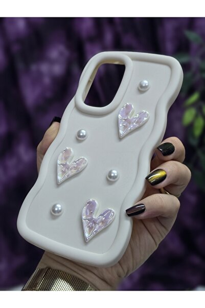 Magic Ring Samsung Galaxy A53 Compatible Shiny Heart & Pearl Detailed Soft Stylish Phone Case