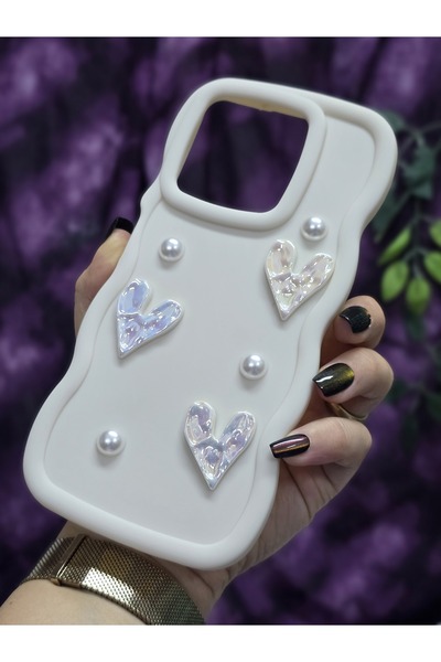 Magic Ring Realme C63 and Realme C61 Compatible Shiny Heart & Pearl Detailed Soft Stylish Phone Case