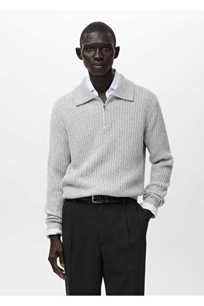 MANGO Man Yün karışımlı fermuarlı kazak