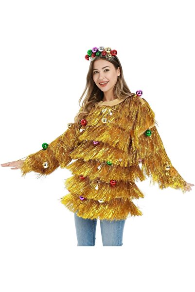 OEMN Funny blouse for women, Christmas theme, tinsel pattern