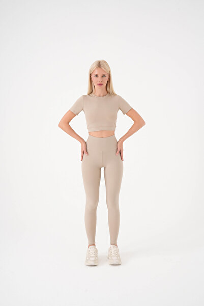 4upower εφέ σύσφιξης Γυναικείο αθλητικό κολάν μπεζ