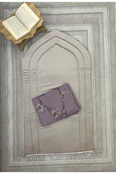 Lektara طقم سجادة صلاة وغطاء صلاة أرجواني