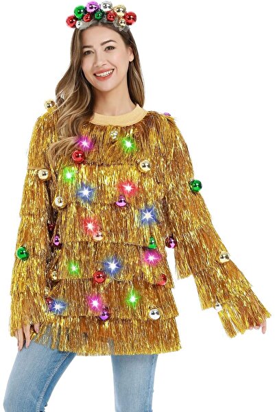 OEMN Funny blouse for women, Christmas theme, tinsel pattern