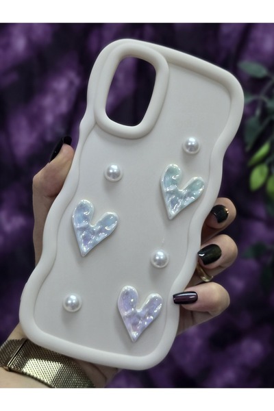 Magic Ring Oppo A52/A72/A92 Compatible Shiny Heart & Pearl Detailed Soft Stylish Phone Case