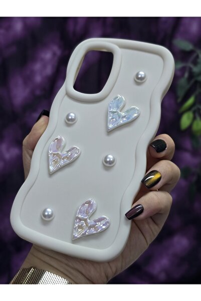 Magic Ring Samsung Galaxy A52 Compatible Shiny Heart & Pearl Detailed Soft Stylish Phone Case