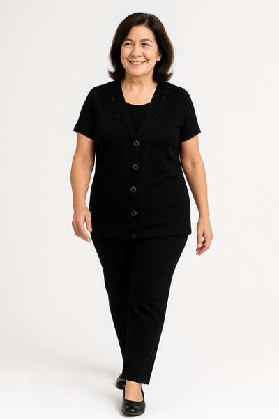 Mutlu City Women's Middle-Aged and Elderly Tight Weaving Stone Embroidered Thin Mother Knitwear Vest 1195