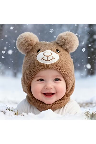 GlassySKY (6 أشهر - عمر سنتين) قبعة شتوية محبوكة للأطفال من الجنسين مع أذني دب