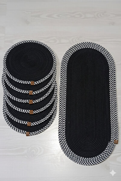 AZR HOME DESİGN Doğal jüt halat el yapımı runer 6adet supla set amerikan servis