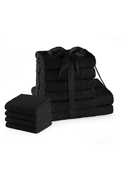 Amelia Home Set of 10 bath towels, 100% cotton, 450 g/m2, Amari, 2x70x140 cm, 4x50x100 cm, 4x30x50 cm, black