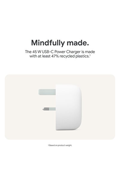 Google 45W USB C Power Charger 3 Pin - Fast-Charging Pixel Phone Charger Compatible with Prod
