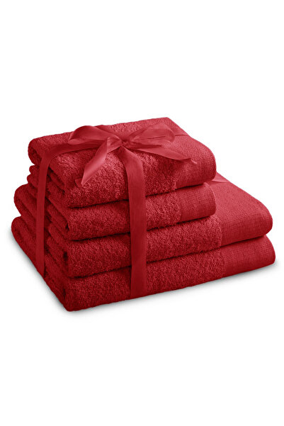 Amelia Home Set of 4 bath towels, 100% cotton, 450 g/m2, Amari, 2x70x140 cm, 2x50x100 cm, red