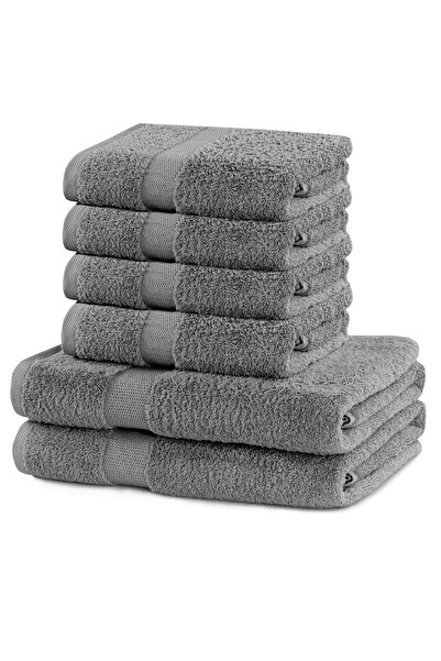 Deco King Set of 6 bath towels, 100% cotton, 525 g/m2, Marina, 2x70x140 cm, 4x50x100 cm, grey