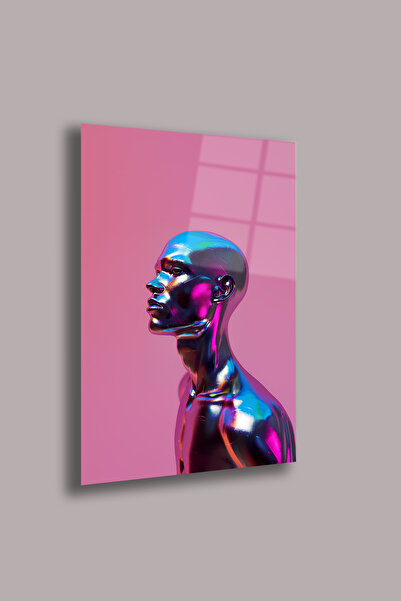 gxe.art Bust roz metalic 4mm pictură pe sticlă – Design modern de imprimare d...