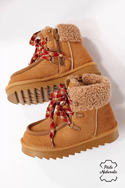 Zaira Ghete fete îmblanite maro din piele naturala intoarsa Gloria #22736 - 28