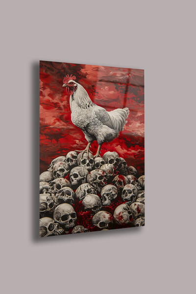 gxe.art Pictură pe sticlă de 4 mm cu capete uscate de cocoș – artă gotică cu ...