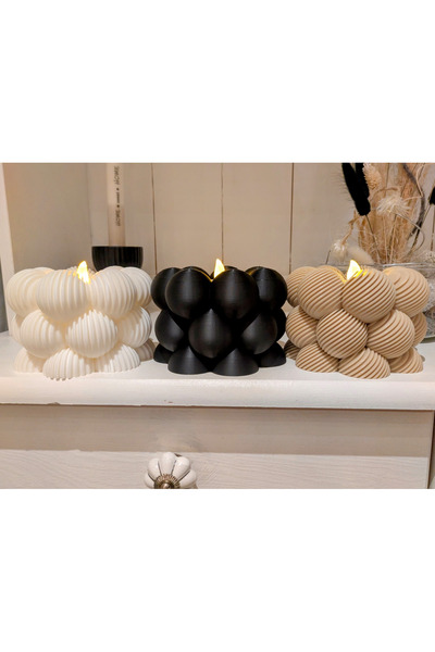 diğerr1 Bohem 3D Baskı Dekoratif Bubble Mumluk – Modern Ev Dekorasyon