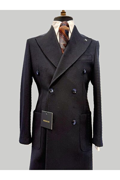 HERMOSE Navy Blue Double-Breasted Modern Fit Cashmere Suit | Premium Collection