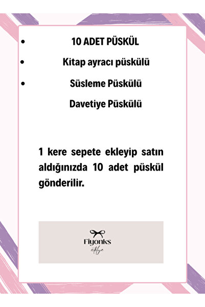 Fiyonks Atölye Tassel, Bookmark, Decoration, Invitation Tassels 10 Pieces