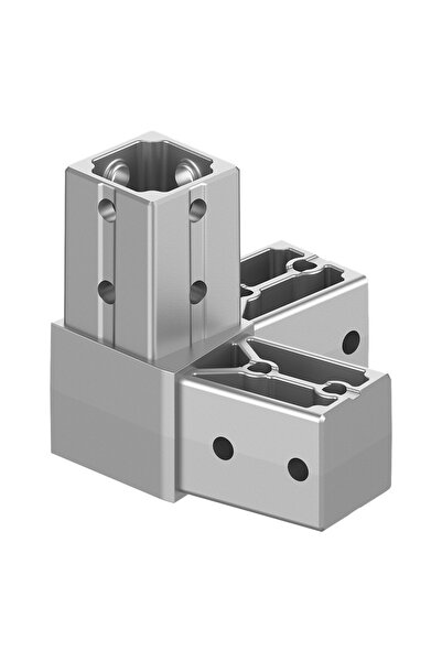 okifix 40x40 mm Kutu Profillerle Uyumlu 11,25° Dar Açılı Sağ Yönlü Üç Yollu K...