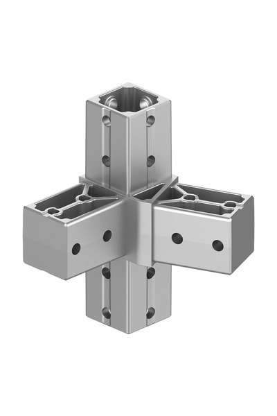 40x40 mm Kutu Profillerle Uyumlu 22,5° Açılı Alt Yönlü Dört Yollu Kenar Konektör 4040MA04-4