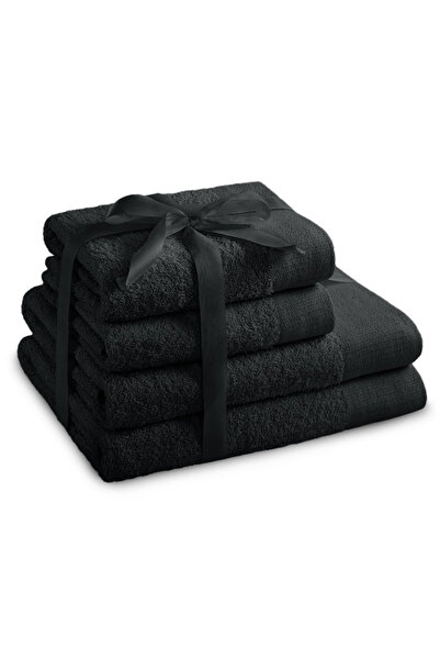 Amelia Home Set of 4 bath towels, 100% cotton, 450 g/m2, Amari, 2x70x140 cm, 2x50x100 cm, black