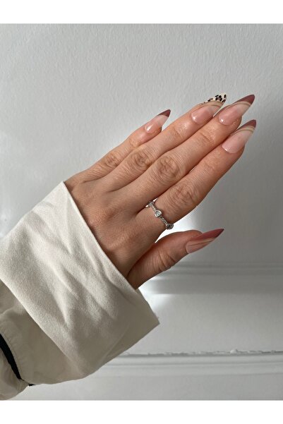 XUPING JEWELRY Ayarlanabilir Sıra Taşlı Kalp Model Gümüş Renk Kadın Yüzük