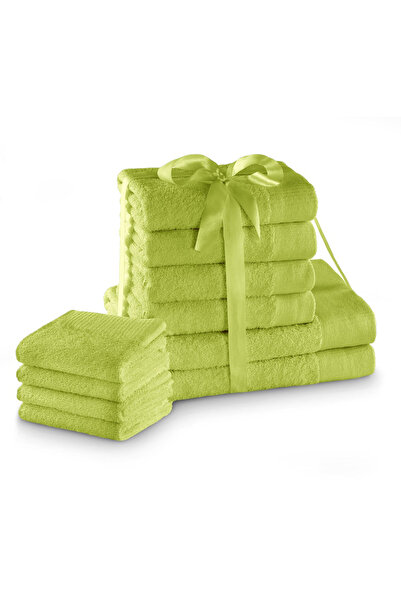 Amelia Home Set of 10 bath towels, 100% cotton, 450 g/m2, Amari, 2x70x140 cm, 4x50x100 cm, 4x30x50 cm, vernil