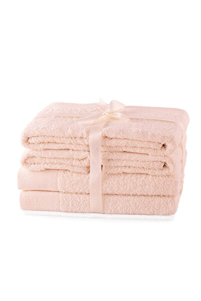 Amelia Home Set of 6 bath towels, 100% cotton, 450 g/sqm, Amari, 2x70x140 cm, 4x50x100 cm, powder pink