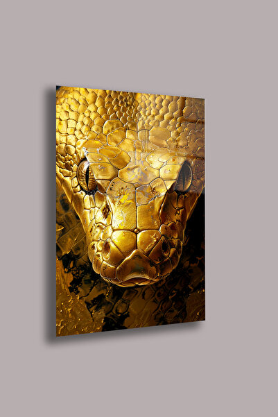 gxe.art Pictură pe sticlă Golden Snake de 4 mm – Imprimare UV detaliată, artă...