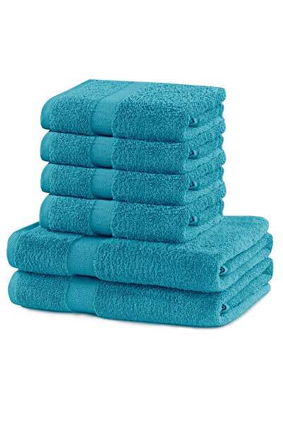 Deco King Set of 6 bath towels, 100% cotton, 525 g/m2, Marina, 2x70x140 cm, 4x50x100 cm, turquoise