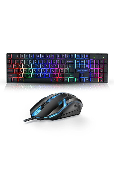 JEDEL-GAMING GK 110+ Wired Gaming Rainbow Led Keyboard And Mouse Combo - Black