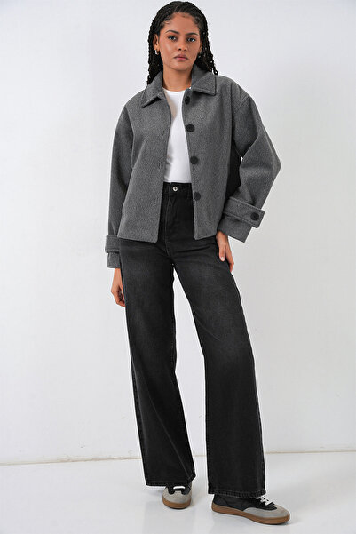 Modamorfo Women's Short Cashmere Jacket 0724 - Anthracite