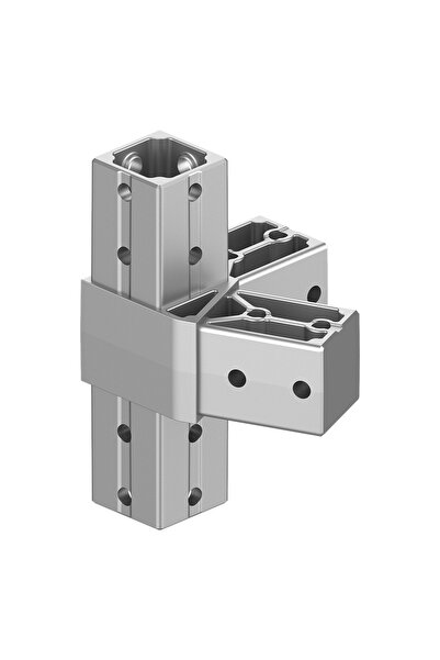 okifix 40x40 mm Kutu Profillerle Uyumlu 22,5° Açılı Üst Yönlü Dört Yollu Kena...