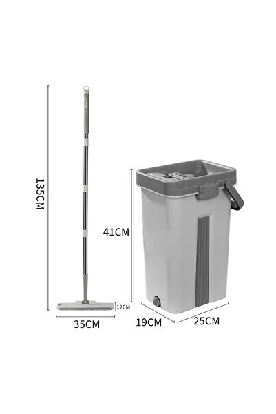 hotzeass Mop Bucket, Two Compartments (Rinse + Wring), Refill Included, White/Grey